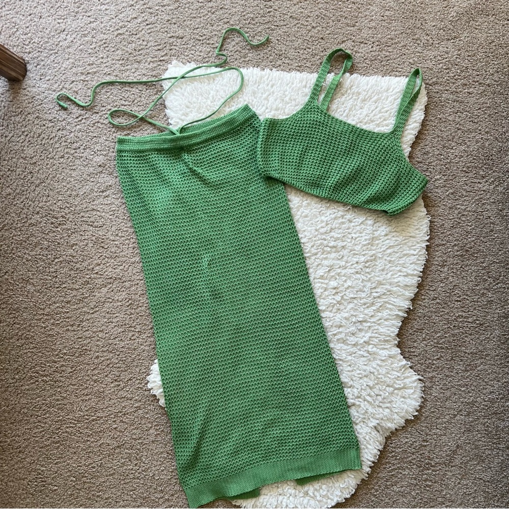 SHEIN Green Midi skirt Set